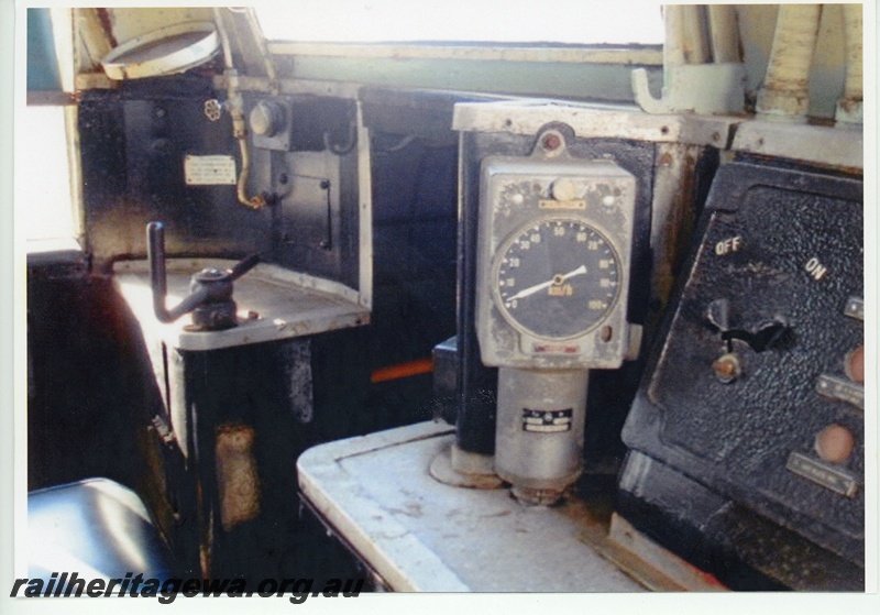 P20160
2 of 2 images of interior of cab of X class diesel, left hand side of cab, non-driver's seat, window and controls, internal view
