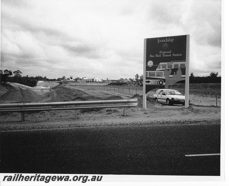 P20173
Northern Suburbs Railway project, sign denoting the site of the proposed Bus/Rail transit station
