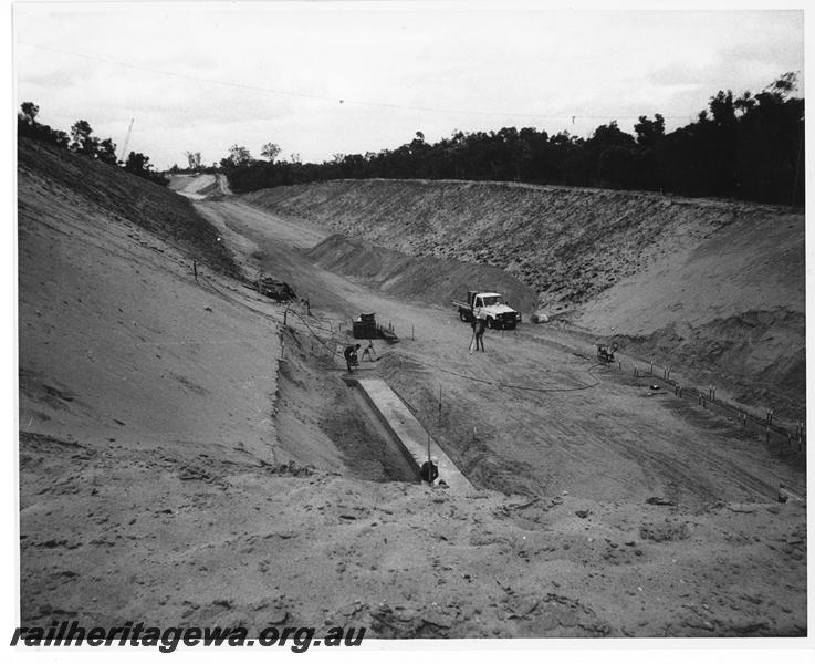 P20174
Northern Suburbs Railway -Joondalup - construction of cutting and bridge footings. Possibly Collier Pass bridge. NSR Line
