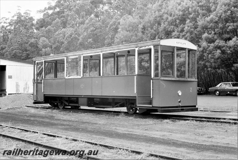 P20211
Pemberton Tramway Co Tram Car 2  at Pemberton  Station  yard,  side and front view,  PP line.
