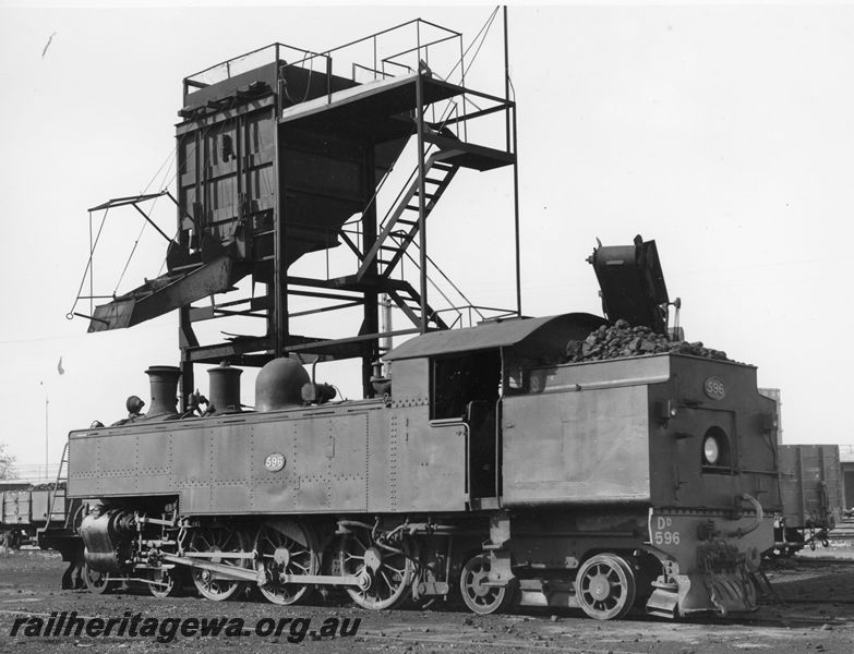 P20405
DD class 596 at coaling stage East Perth. Rear view of locomotive.ER line.
