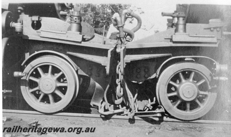 P20428
Pinjarra, head on collision of No.14 fast mixed  and No.25 goods. Locomotives E class 346 and E class 310. SWR line.  
