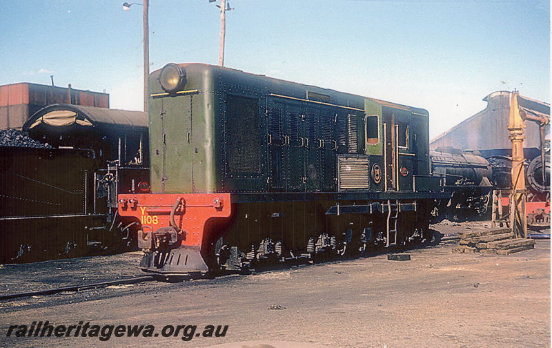 P20438
Y class 1108 in new condition at East Perth Locomotive Depot. Fs  and  V classes in background. ER line.
