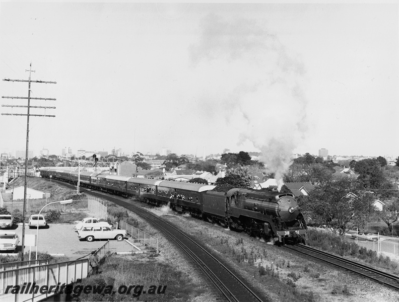 P20588
NSWGR C38 Class 3801 on Western Endeavour tour train, departing Perth Terminal through Mt Lawley, bound for Leighton
