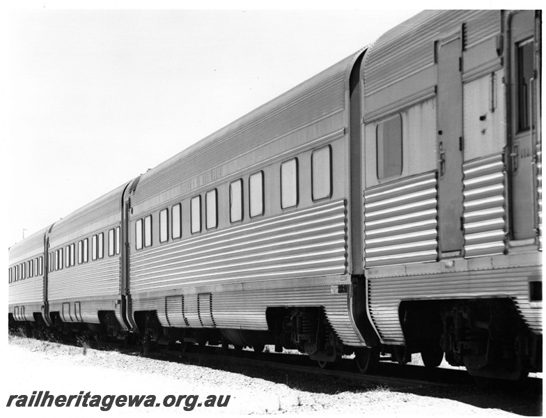P20595
Railways Of Australia stainless steel coaches, Indian Pacific, unknown location
