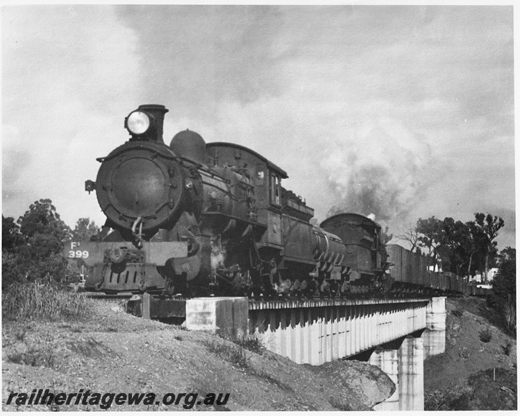 P20629
FS Class 339 double heading with another FS Class, J Class water tanks, empty coal train leaving Collie bound for mine
