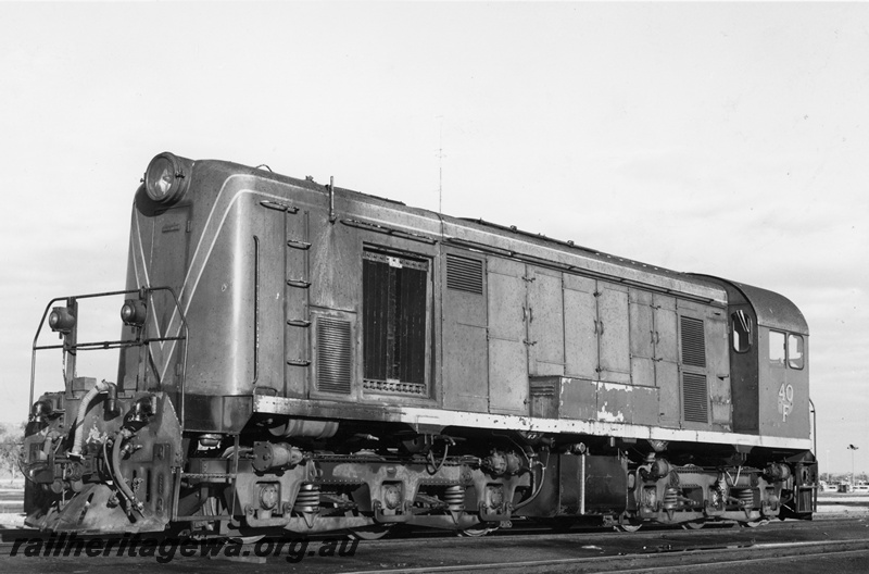 P20830
F class 40 painted in WAGR green with red and yellow stripe, at Forrestfield.
