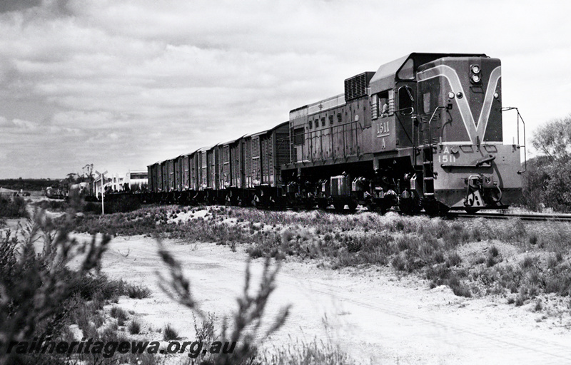 P20899
A class 1511 hauls a mixed goods train between Merredin and Northam. ER line.
