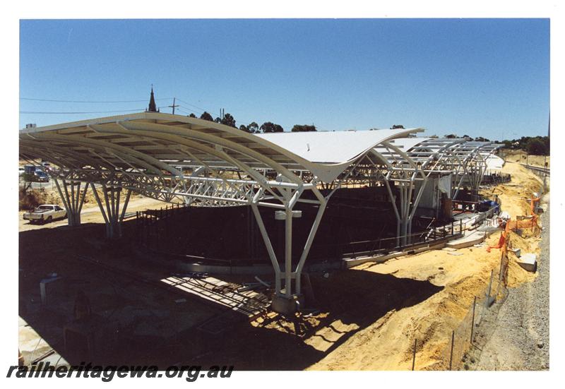 P21073
Station building under construction, Subiaco, trackside view. ER line
