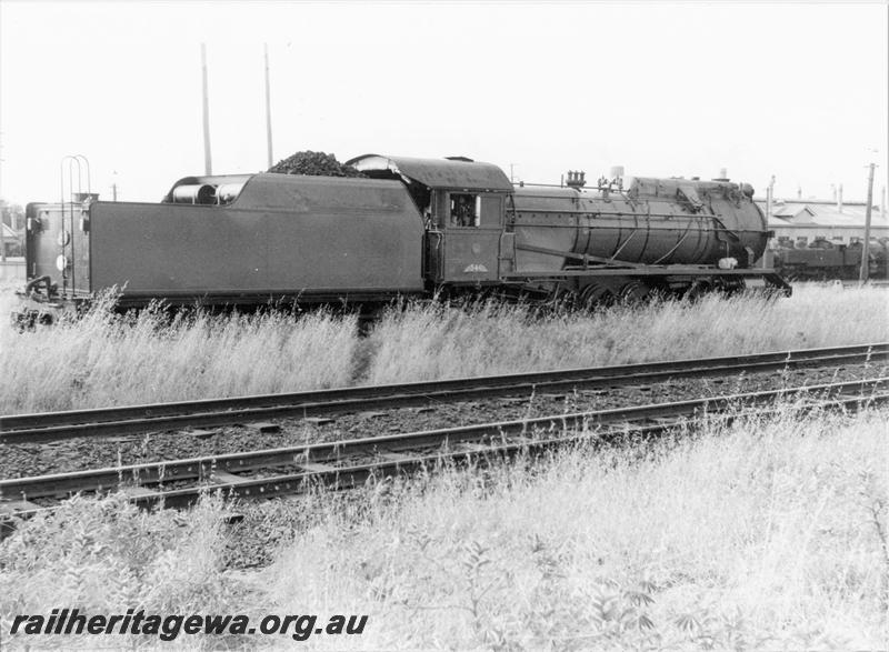 P21109
S class 546, shed, tracks, East Perth running sheds, ER line, rear and side view from track level
