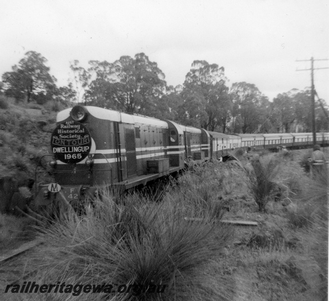 P21152
Ex MRWA F class 42 double heading with another F class heading to Dwellingup on an ARHS tour train, PN line. 