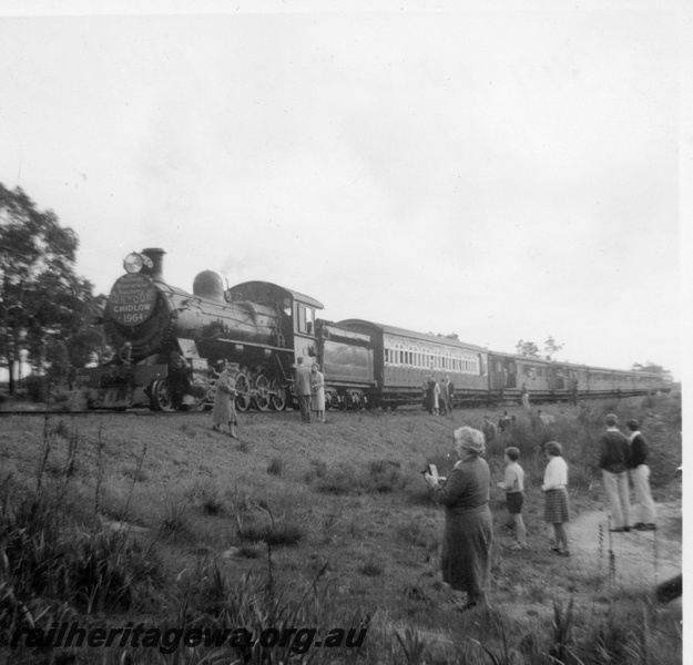 P21155
FS class 399 on an ARHS tour train to Chidlow, ER line, Train stopped fro a photostop, view along the train
