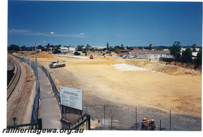 P21435
Subiaco Centro construction site, adjacent to tracks, Subiaco, ER line, view from elevated position
