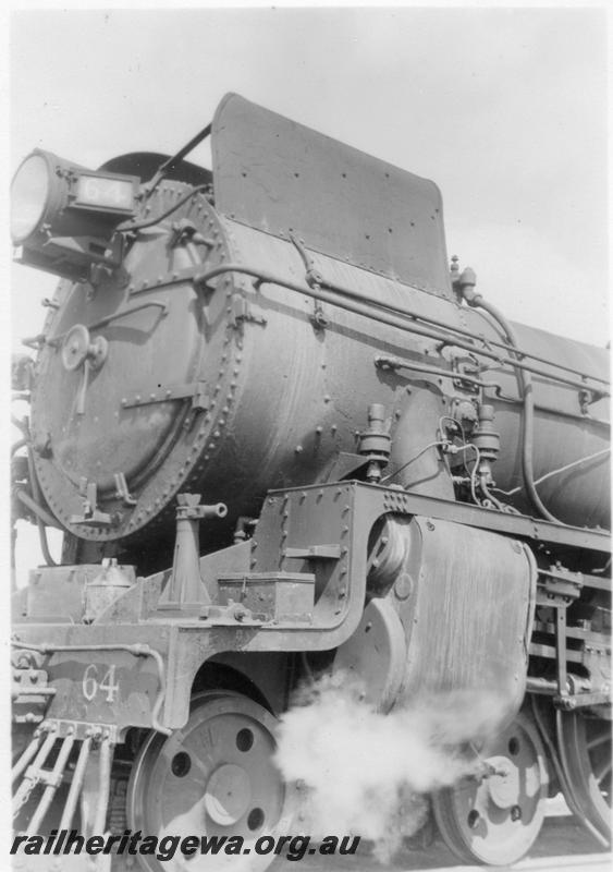 P21466
Commonwealth Railways C class 64 (front portion), Cook, TAR line, front and side view 
