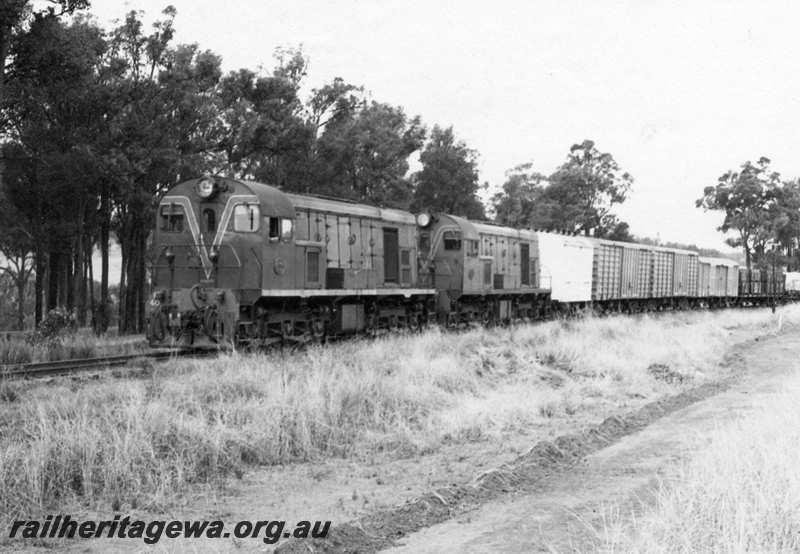 P21730
F class 40 and F class 46 haul freight train near Bridgetown. PN line. 
