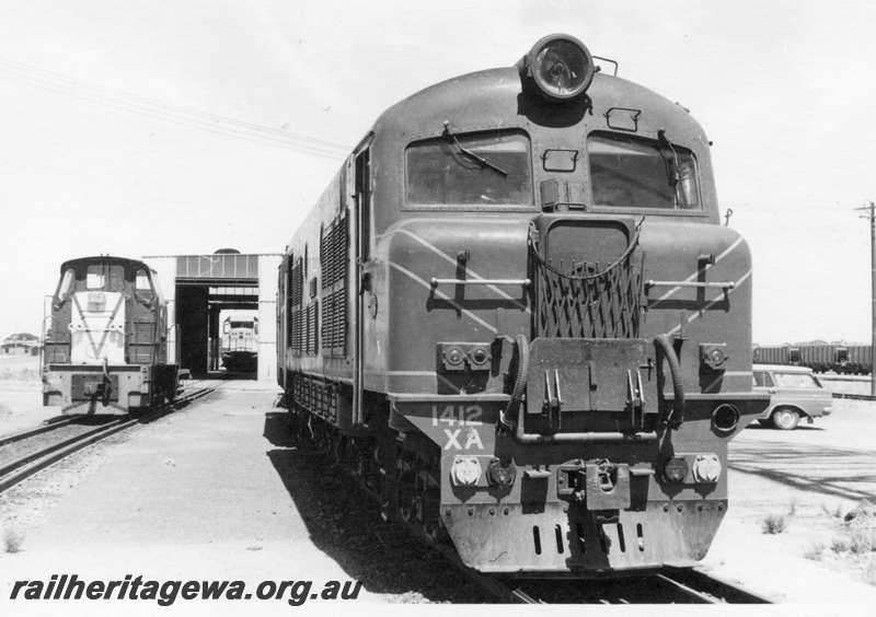 P21744
XA class 1412 and T class 1803 at West Merredin locomotive depot. EGR line.
