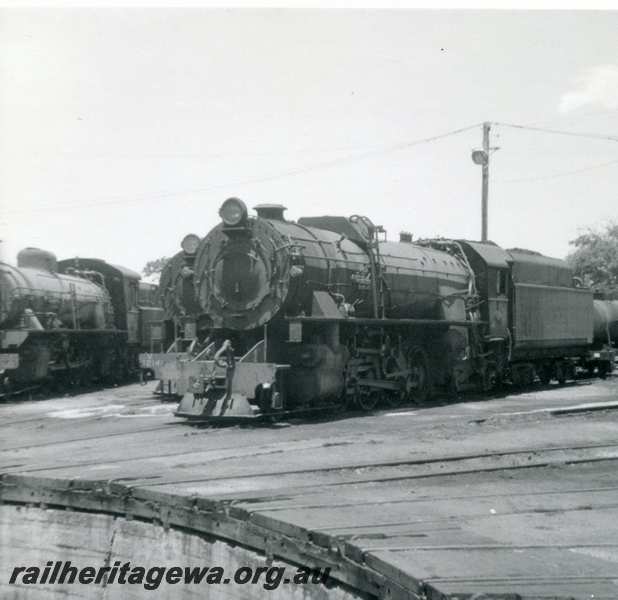 P21795
Bunbury Roundhouse V class 1214, V class 1205 and W class. SWR line. 
