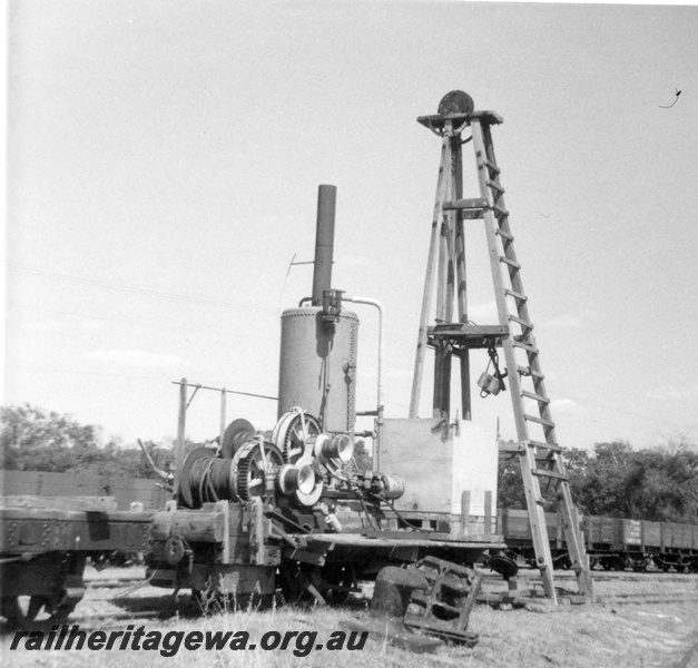 P21817
Steam winch and vertical boiler, Busselton Jetty. BB line.
