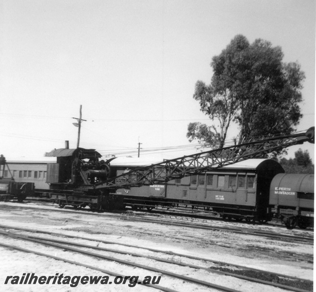 P21818
Steam breakdown crane number 28 and breakdown train at Midland. ER line.
