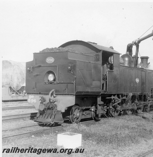 P21841
DD class 596, on Australian Railway Historical Society excursion, taking on water, Pinjarra, SWR line, rear and side view
