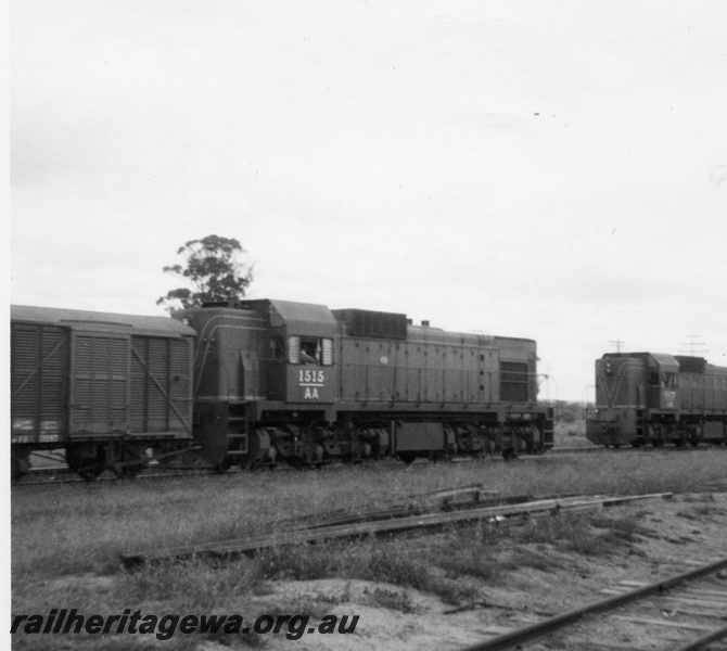 P21854
AA class 1515 and AA class 1517, both on goods trains, crossing at Hines Hill, EGR line, trackside view
