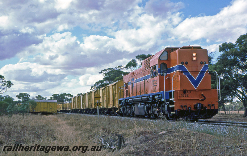 P21972
AB class 1532, on goods train, trackside building, Beverley, GSR line, side and front view
