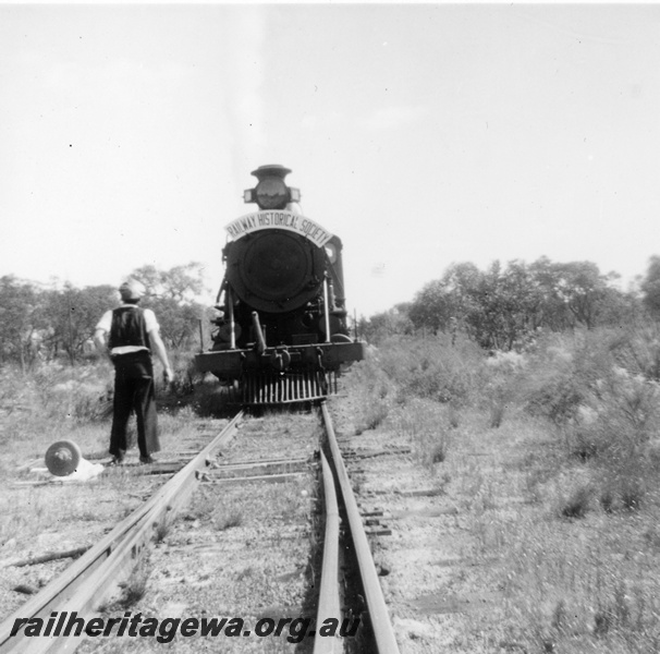 P21984
MRWA C Class 18 head end view of locomotive hauling ARHS tour train to Mooliabeenie.  Photo taken at Mooliabeenie. MR line.
