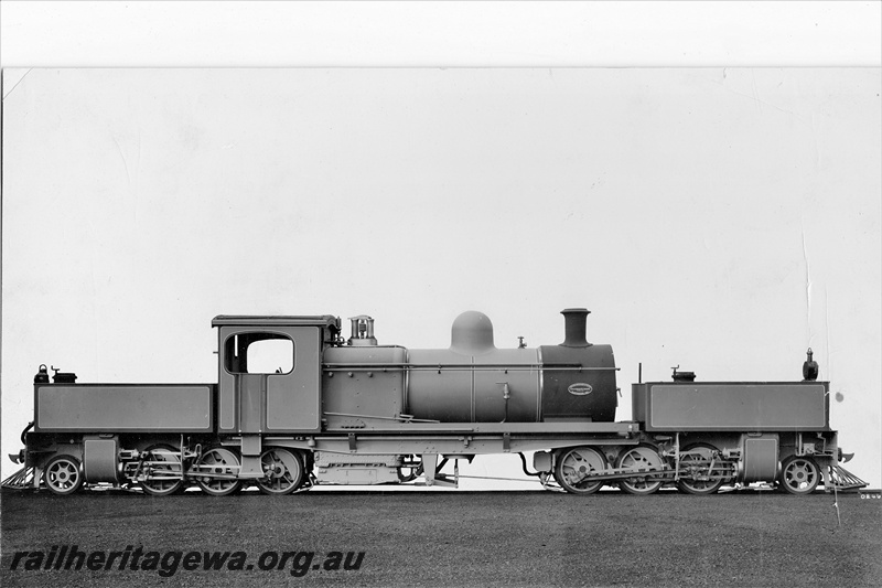 P22012
M class 388 Garratt loco, prior to being shipped to WA, side view, in works grey livery
