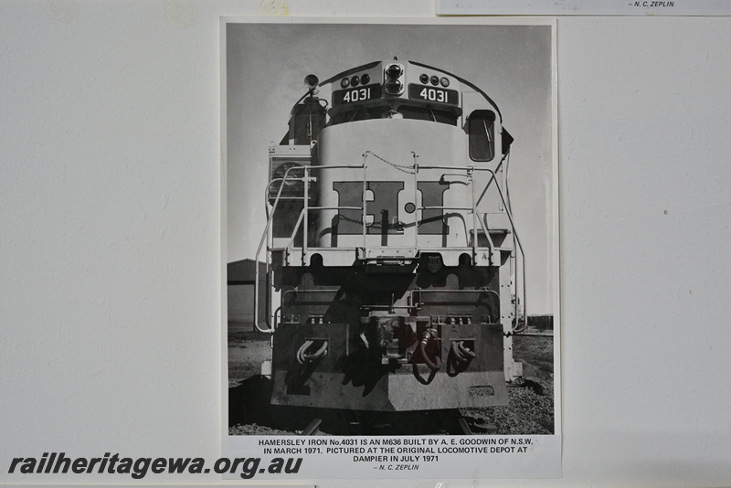 P22207
Hamersley Iron M636 class 4031, at Dampier loco depot, Pilbara, front view
