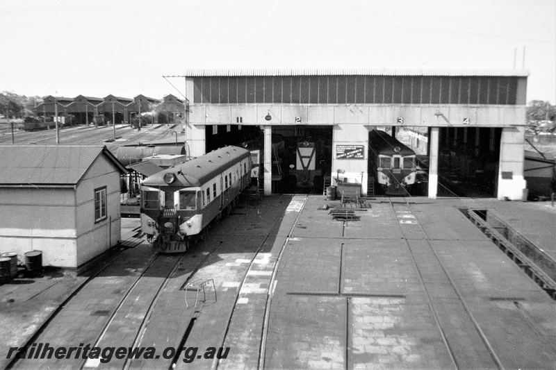 P22327
East Perth loc showing diesel servicing shed.. ER line
