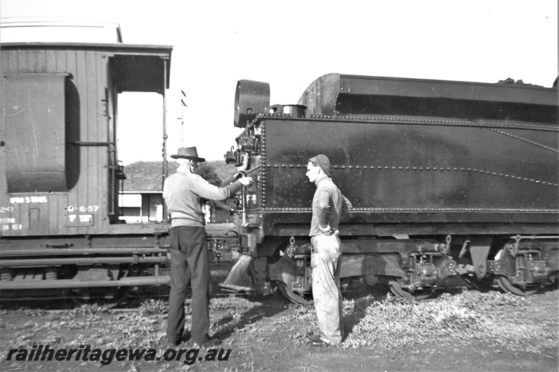 P22335
Fs class locomotive and clerestory roof guards van, East Perth. ER line.
