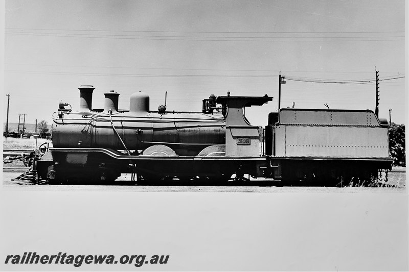 P22582
Midland Railway of Western Australia B class 6 locomotive, side view, c1940s
