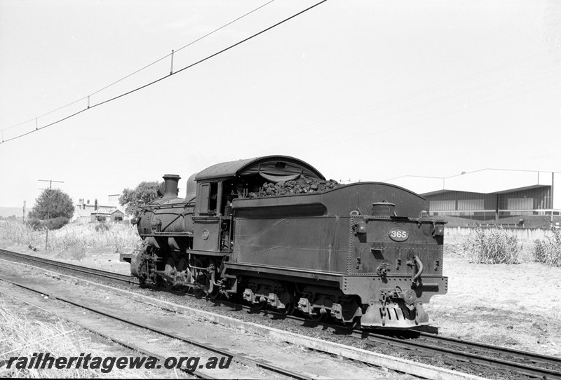 P22709
Fs class 365  passing East Perth Power Station -overhead catenary in foreground. SWR line.
