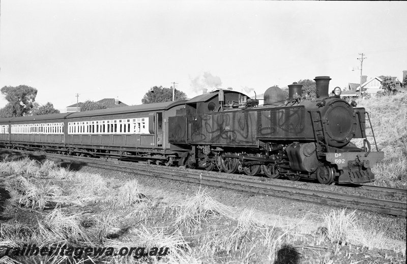 P22718
DD class 592 down Midland passenger train near Mt Lawley. ER line. 
