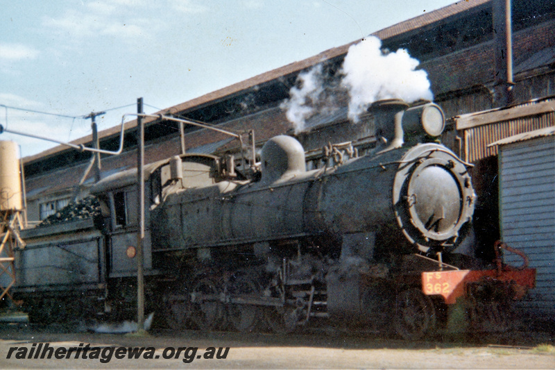 P23034
FS class 362, buildings, East Perth loco depot, ER line, side and front view 
