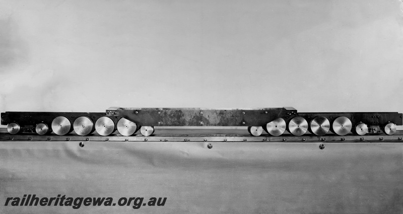 P23800
Model of the ASG garratt loco chassis made for testing purposes, side view of the model
