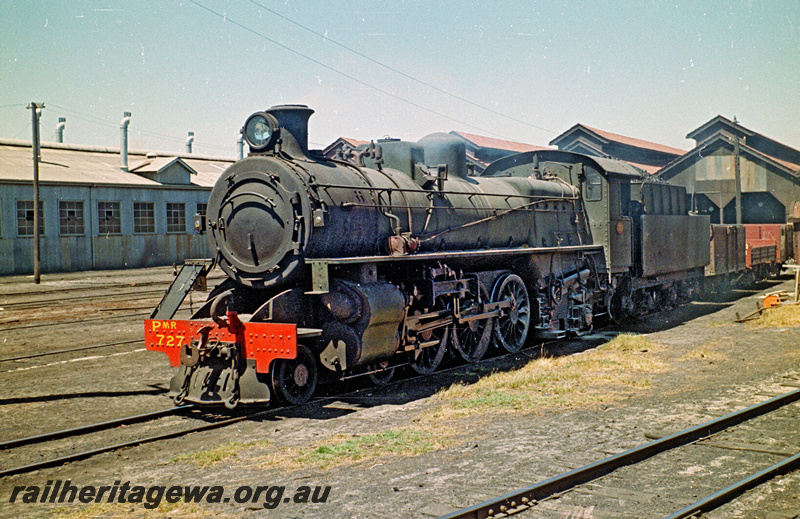 P24173
PMR class 727, yard, sheds, East Perth, ER line, front and side view

