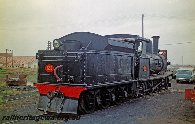 P24190
G class 123, shed, Bunbury, SWR line, rear and side view
