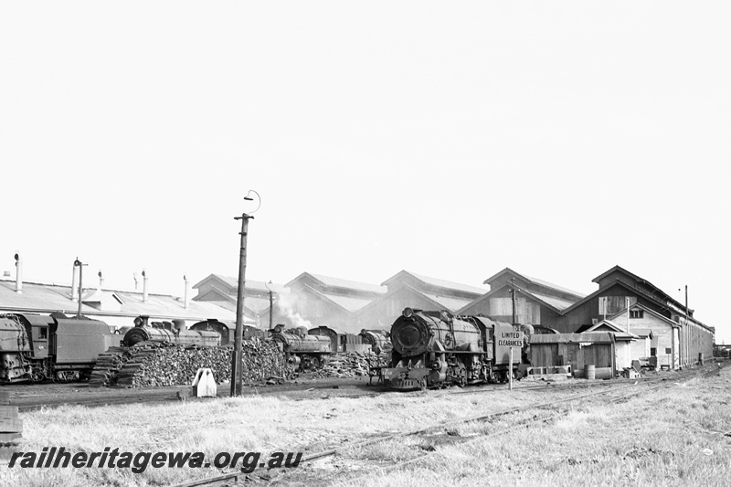 P24357
View of east end of East Perth loco depot, various locomotives including V class 1212, 