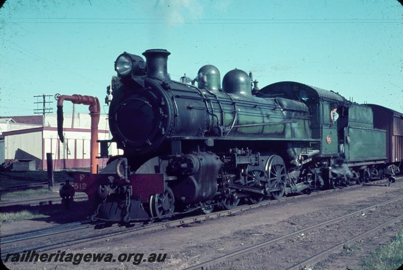 T00026
ARHS Vic Div visit, P class 512, gangers sheds, water column old style, Katanning, GSR line.
