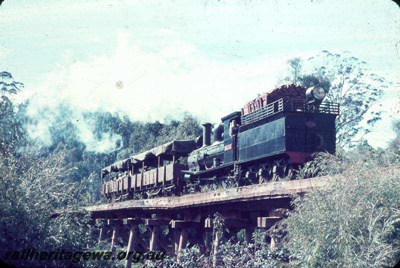 T00030
ARHS Vic Div visit, SSM loco No.8, R class wagons with canopies, trestle bridge, tour train
