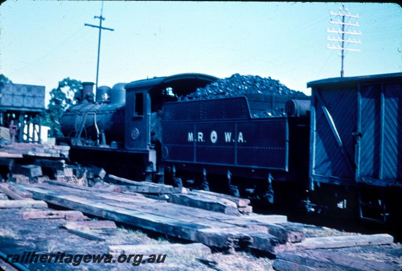 T00064
MRWA D class steam loco, MRWA van, water tower, Midland depot
