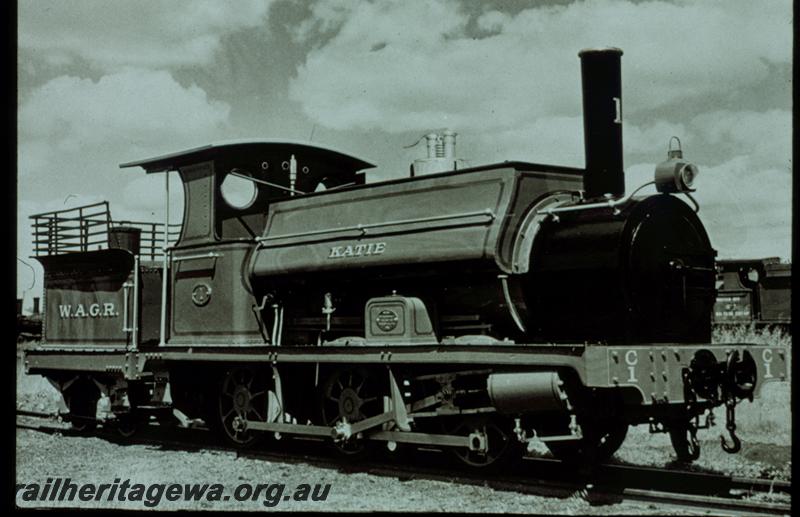 T00413
C class 1 Katie, painted in green livery ready to be displayed at the Royal Showgrounds
