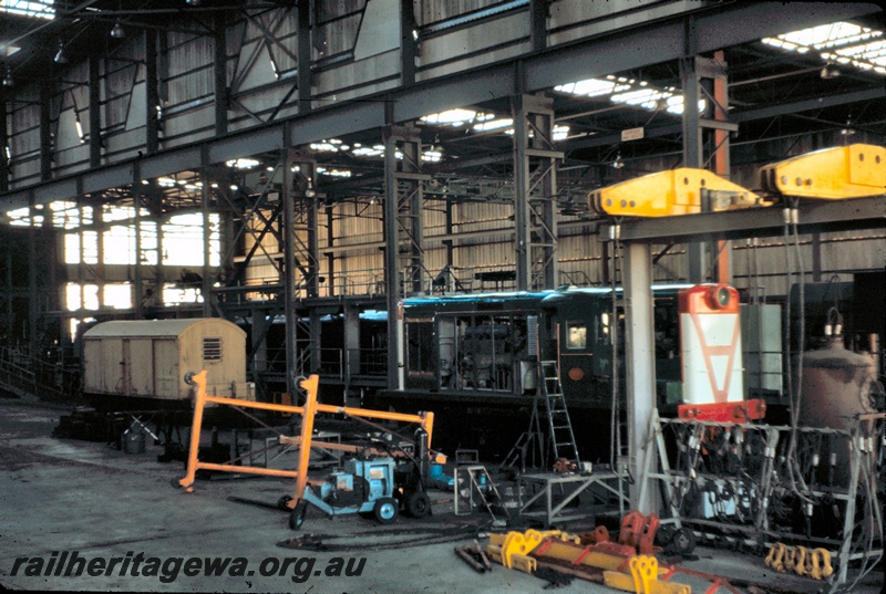 T00496
Y class, QD class 4475 van, view inside the Forrestfield loco shed.
