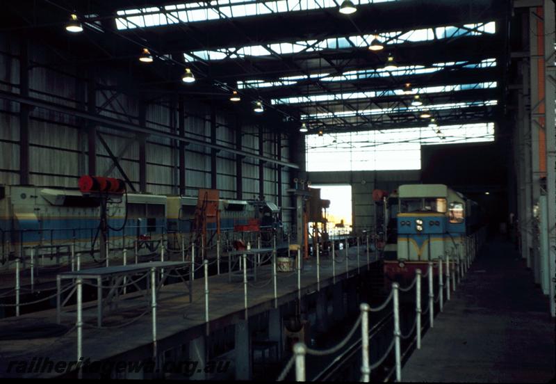 T00507
L class locos, internal view Diesel Shed, Forrestfield Yard
