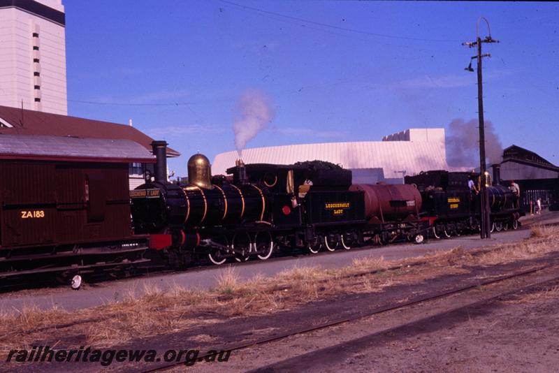 T00534
Centenary of the Fremantle to Guildford Railway, G class locos and brakevan in Perth Yard
