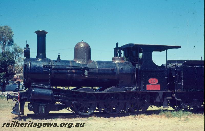 T00565
A class 15, Jaycee Park, Bunbury, painted black, side view, preserved
