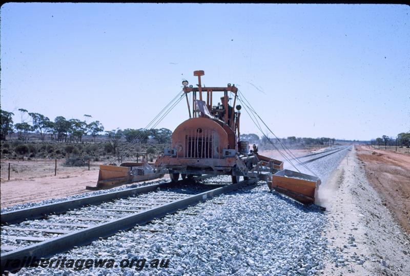 T00611
Track work, ballast regulator, between Southern Cross and Koolyanobbing, Standard Gauge construction
