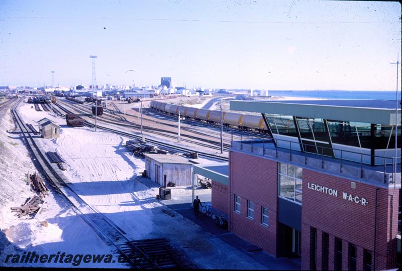 T00612
Yardmaster's Ofice and control tower, marshalling yard, Leighton, looking south
