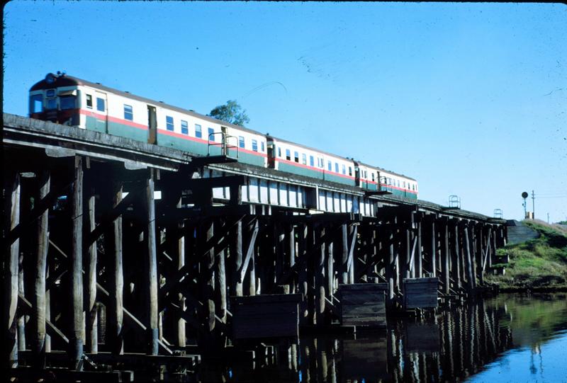 T00849
ADG railcar set, trestle bridge, Guildford. 
